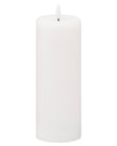 White LED light-up pillar candle by Hill Interiors with a realistic wax finish and flickering LED light for a cozy ambiance.