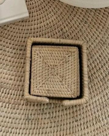 Artisan Weave - Rattan Square Coaster Set & Holder
