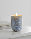 Navy blue tall ceramic candle from Heaven Sends, elegant pillar-style candle in a sleek ceramic holder.