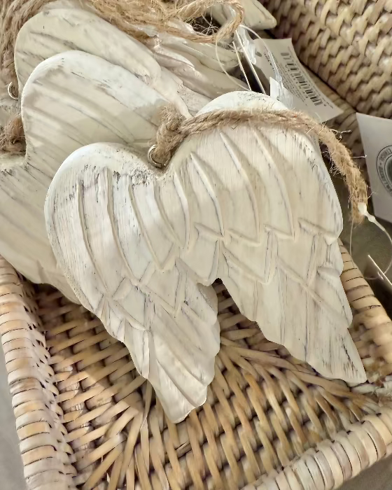 White Wood Angel Wings | Elegant Wall or Tabletop Peace Decoration Lulu Loves Home 