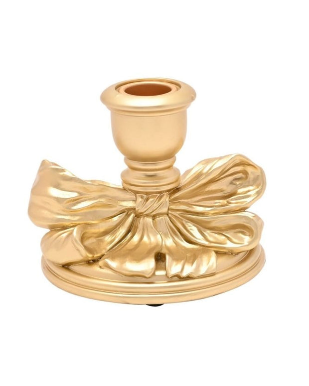 Gold Bow Taper Candle Holder