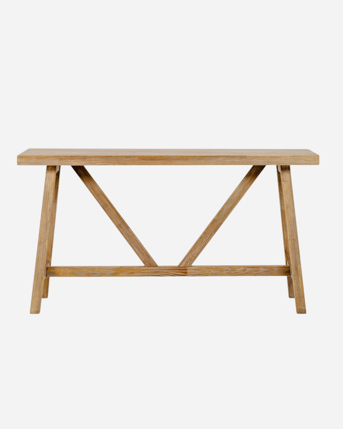 Haldon Collection wooden console table by Hill Interiors, featuring a sleek design and sturdy wooden construction for entryway or living room.