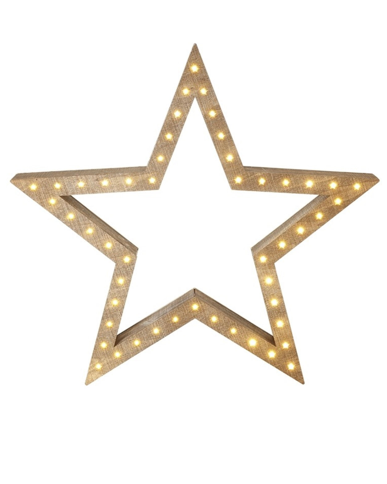 Wooden Led Light Up Star Ornament