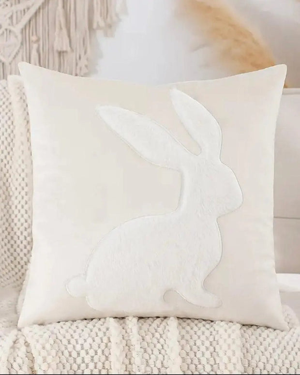 Fur Cream Cushion Cover With Large Bunny Print - 45cm x 45cm - Lulu  Lulu Loves Home 