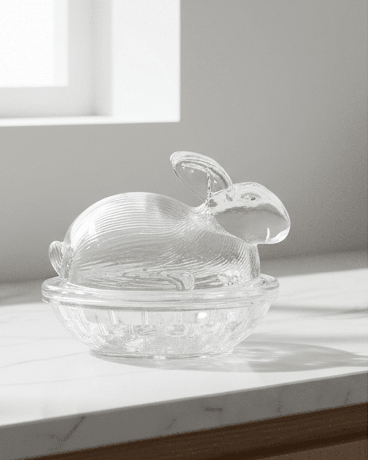 Glass Bunny Rabbit Oval Jar