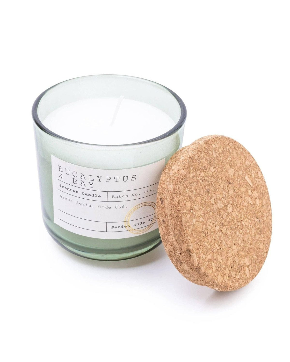 Glass Filled Wax Pot with Cork Lid in Eucalyptus and Bay Scent 11cm 6PK Lulu Loves Home 