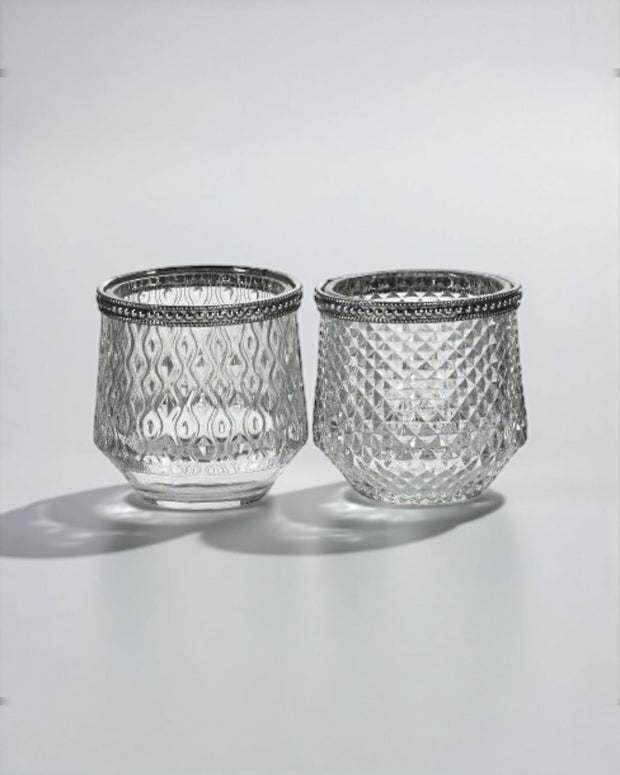 Glass Patterned Tealight Candle Holder