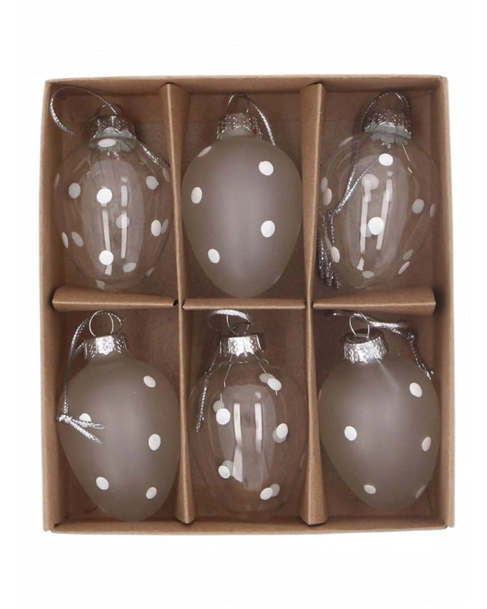 Glass Polka Dot Eggs - Set of Six
