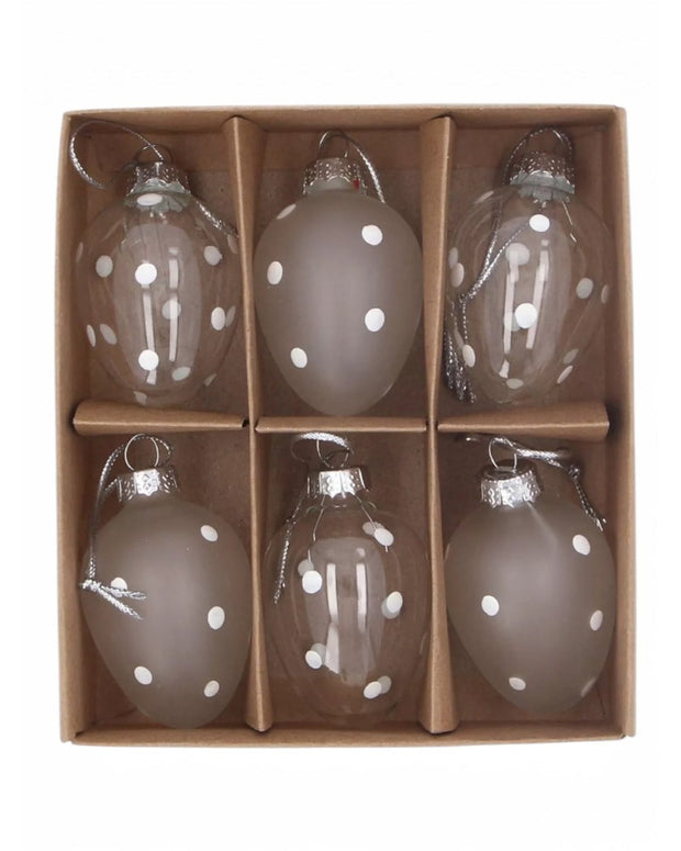 Glass Polka Dot Eggs - Set of Six