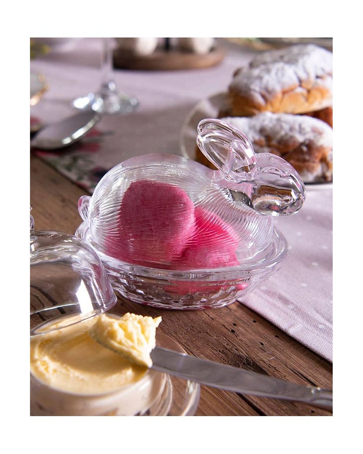 Glass Rabbit Oval Jar