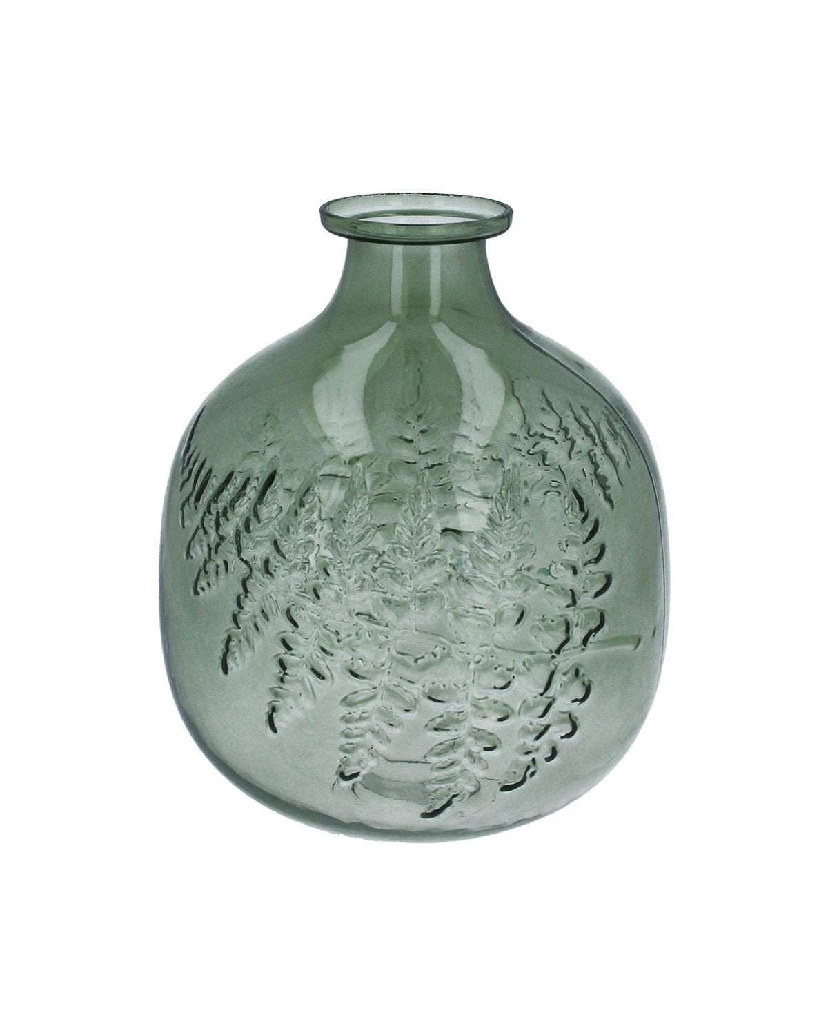 Green Glass Fern Ball Vase