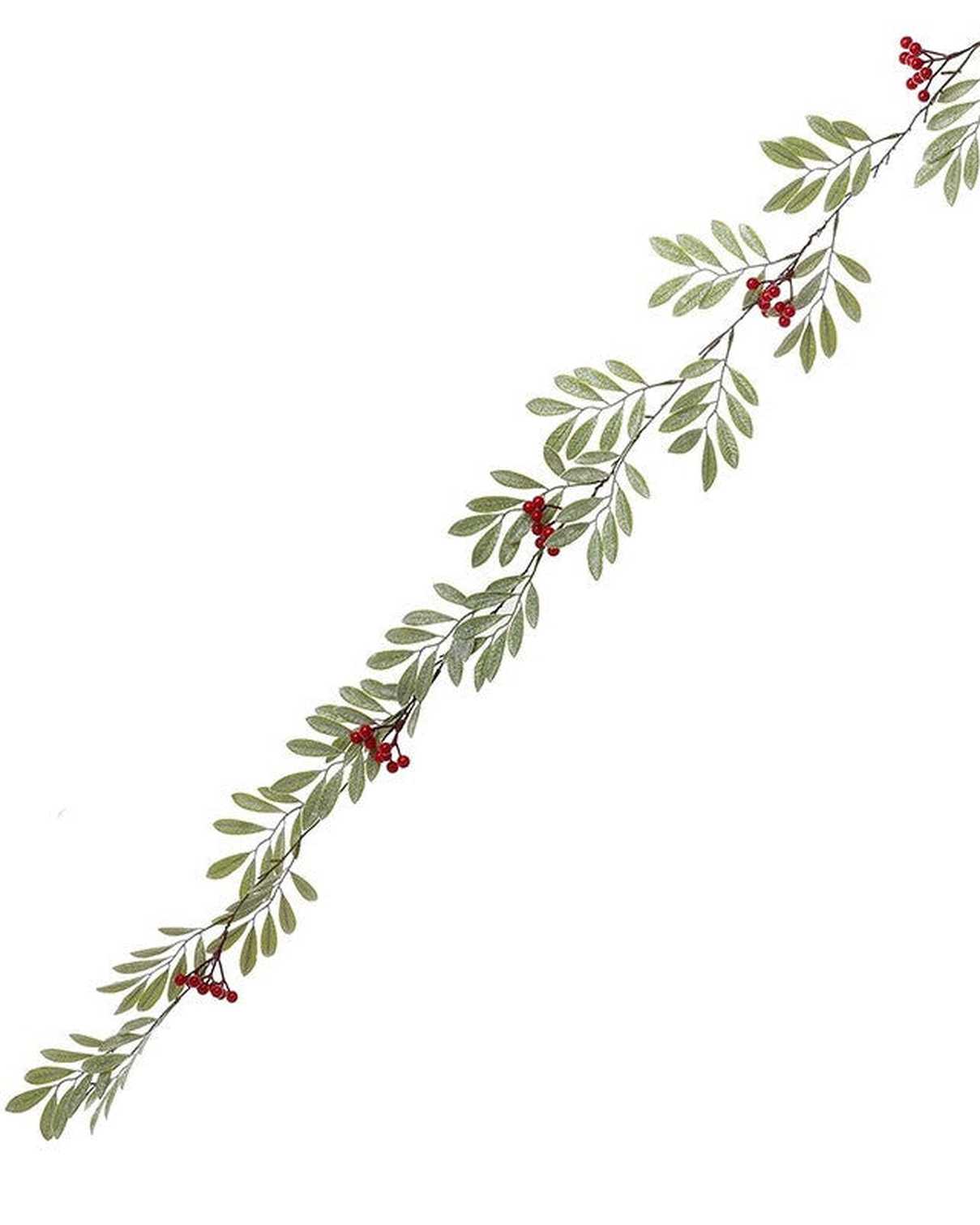 Green Leaves & Red Berry Garland