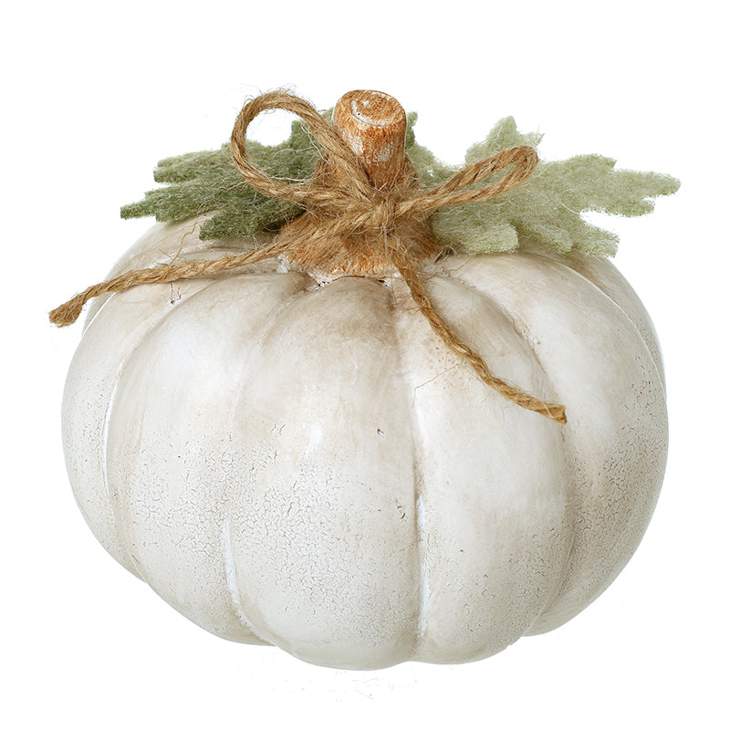 Pale Pumpkin W Green Leaves And Twine