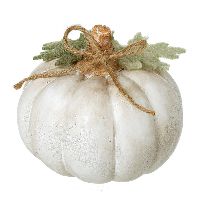 Pale Pumpkin W Green Leaves And Twine
