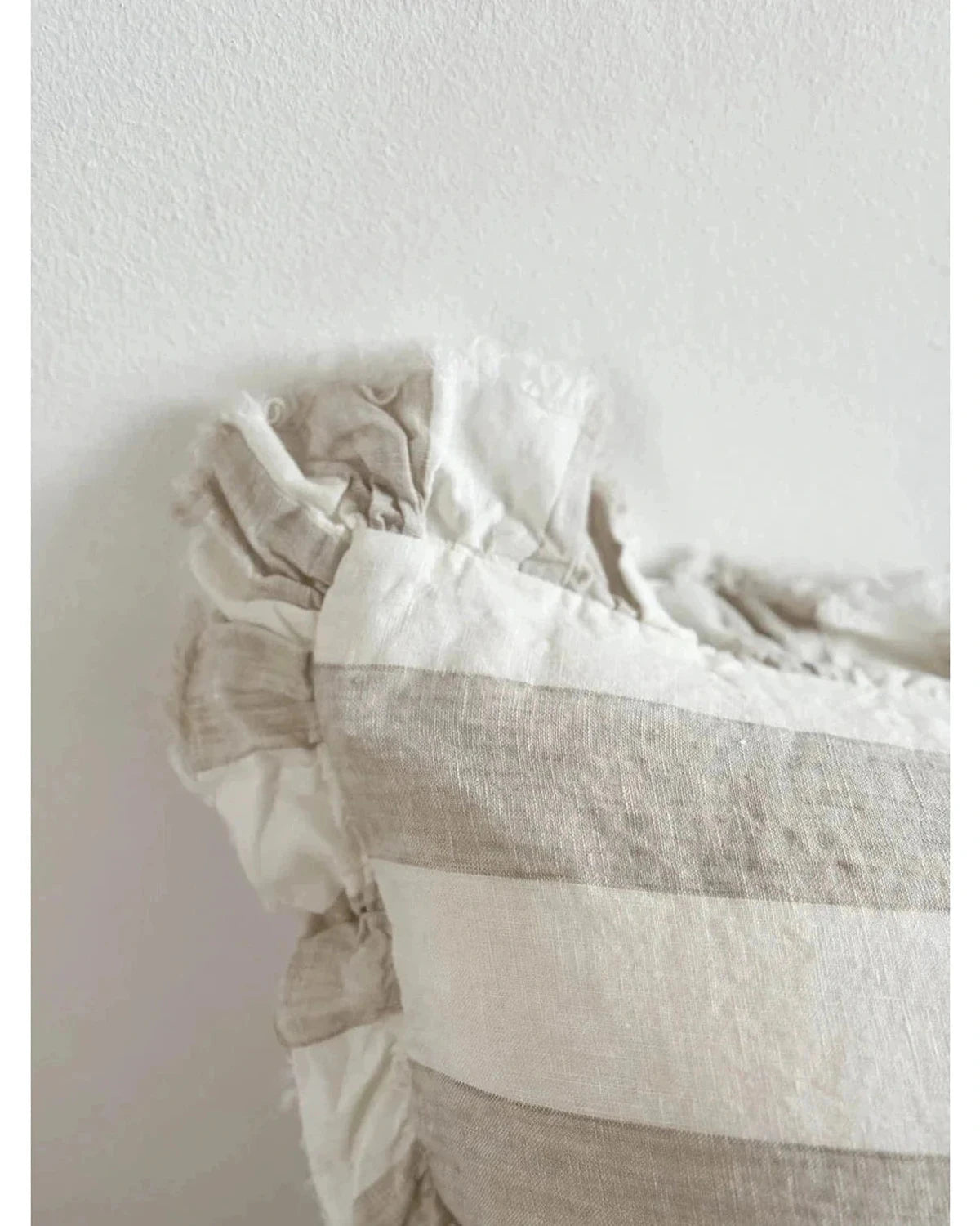 Hallie Beige And White Wide Stripe Cotton Blend Cushion Cover - Soft FurnishingsSoft Furnishings - Lulu Loves Home