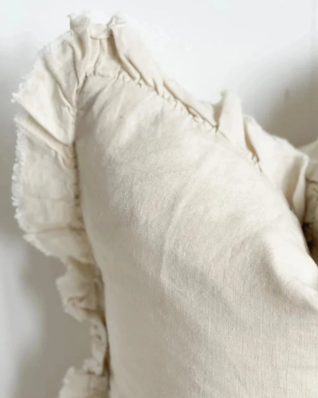 Cream Neutral Luxury Linen Ruffled Edge Cushion Cover - Soft FurnishingsSoft Furnishings - Lulu Loves Home