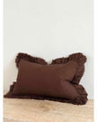Hallie Dark Brown Ruffle Linen Blend Cushion Cover