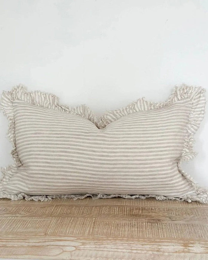Hallie Natural Beige Pinstripe Cushion Cover
