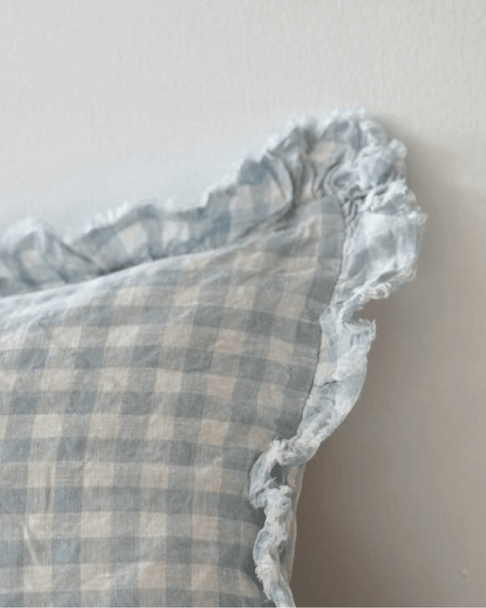 Hallie Ocean Blue Gingham Cushion Cover