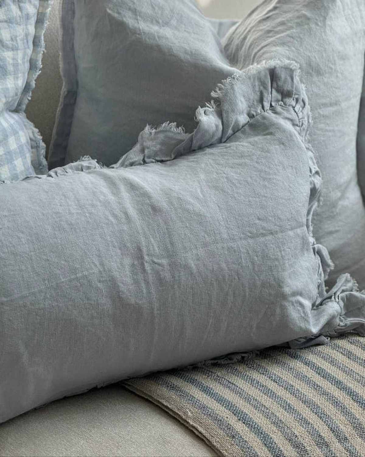 Hallie Ocean Blue Luxury Cotton Blend Cushion Cover - 50cm x 30cm - Soft FurnishingsSoft Furnishings - Lulu Loves Home