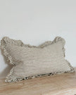 Hallie Olive Green Rectangle Linen Ruffled Edge Cushion Cover