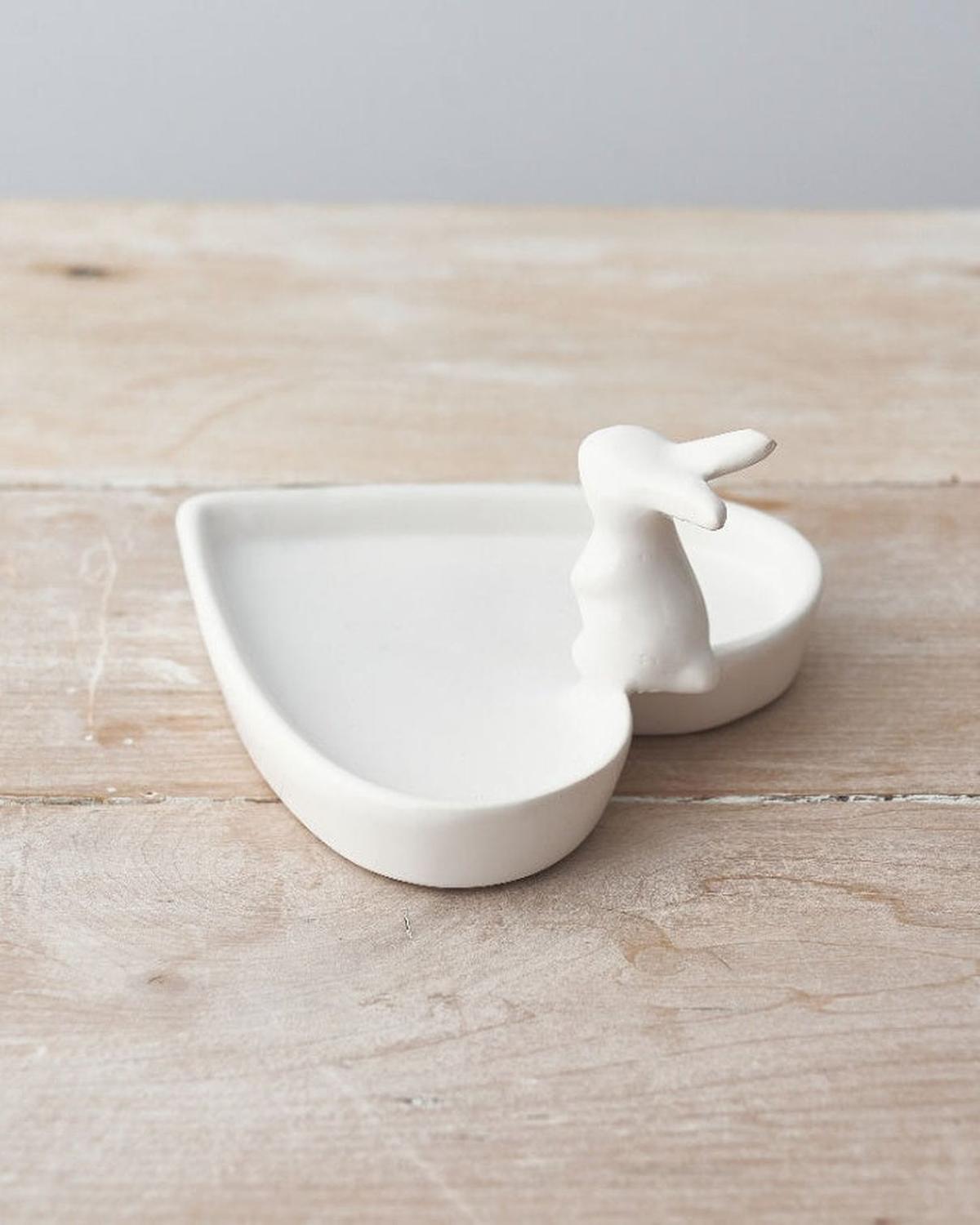 Heart Trinket Dish With Bunny Rabbit