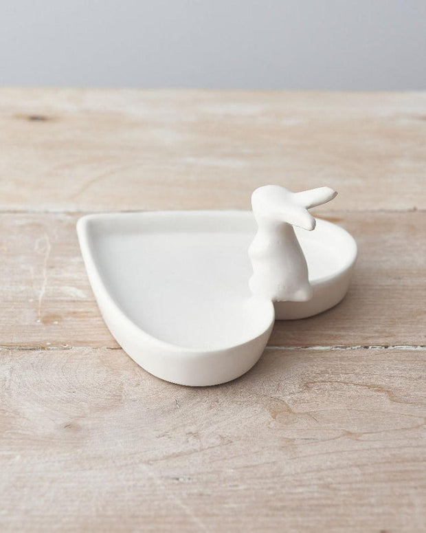 Heart Trinket Dish With Bunny Rabbit