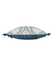 Blue Kirkton floral pleat fringe cushion cover by Riva Home, featuring soft furnishings with floral pattern and decorative fringe detail.