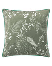Olive green Fearne printed velvet cushion cover by Riva Home, showcasing soft furnishings with floral pattern and plush texture.