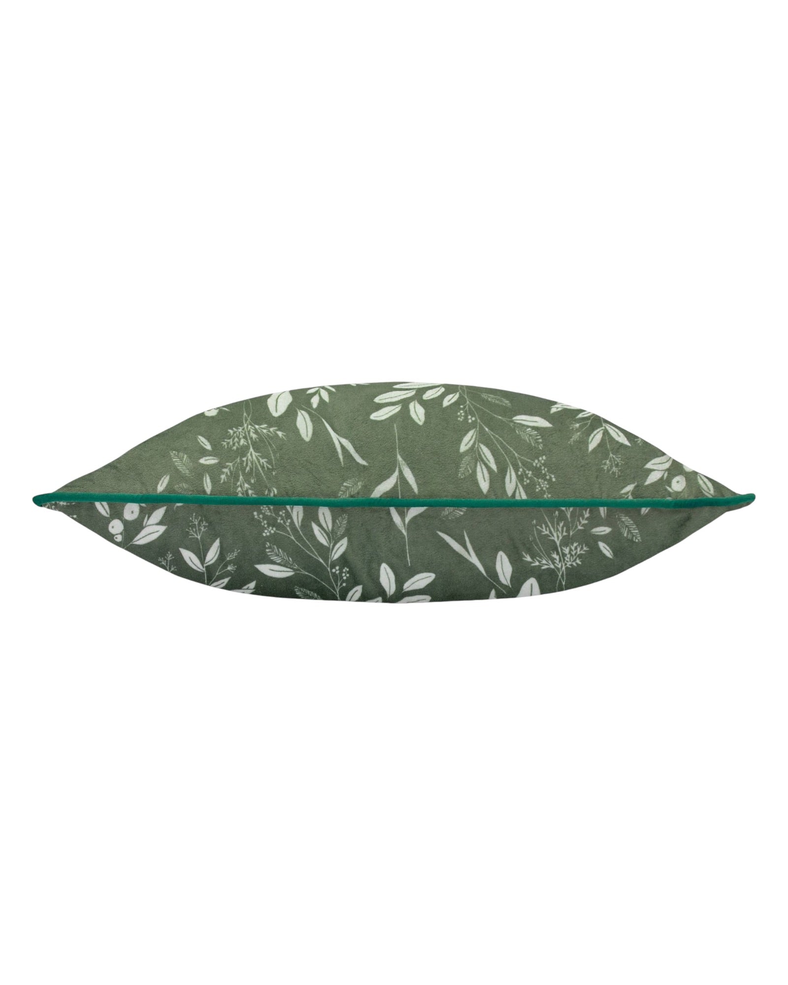 Olive green Fearne printed velvet cushion cover by Riva Home, soft furnishings with floral pattern and plush texture.