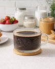 Starlight Express glass breakfast coffee mug with matching spoon, clear transparent design for kitchen and dining use