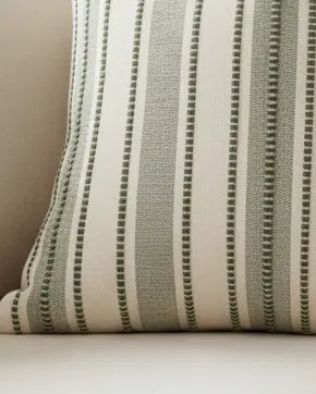 Olive green stitch stripe cushion cover from Starlight Express, featuring soft furnishings with textured fabric and decorative stitching.