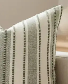 Olive green stitch stripe cushion cover by Starlight Express, soft furnishings featuring textured fabric and stylish design.