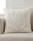 Neutral embroidered coral cushion cover from Starlight Express, featuring soft furnishings with intricate coral embroidery.