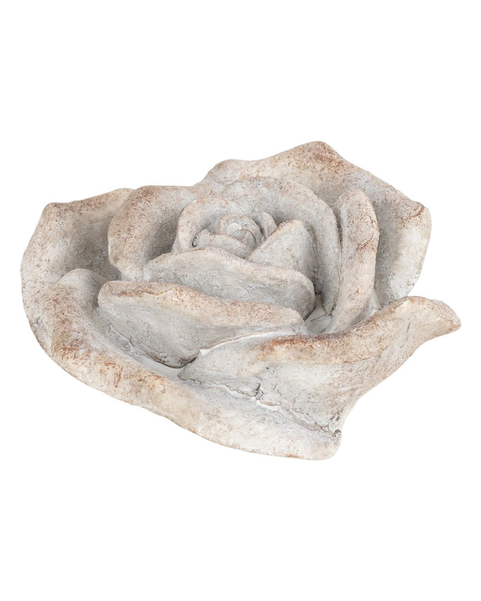 Stone ornamental rose decor for home, detailed floral sculpture by Candlelight Products Ltd, ideal for elegant interior decoration.