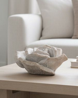 Stone ornamental rose decor for home, detailed flower sculpture by Candlelight Products Ltd, decorative stone flower ornament.