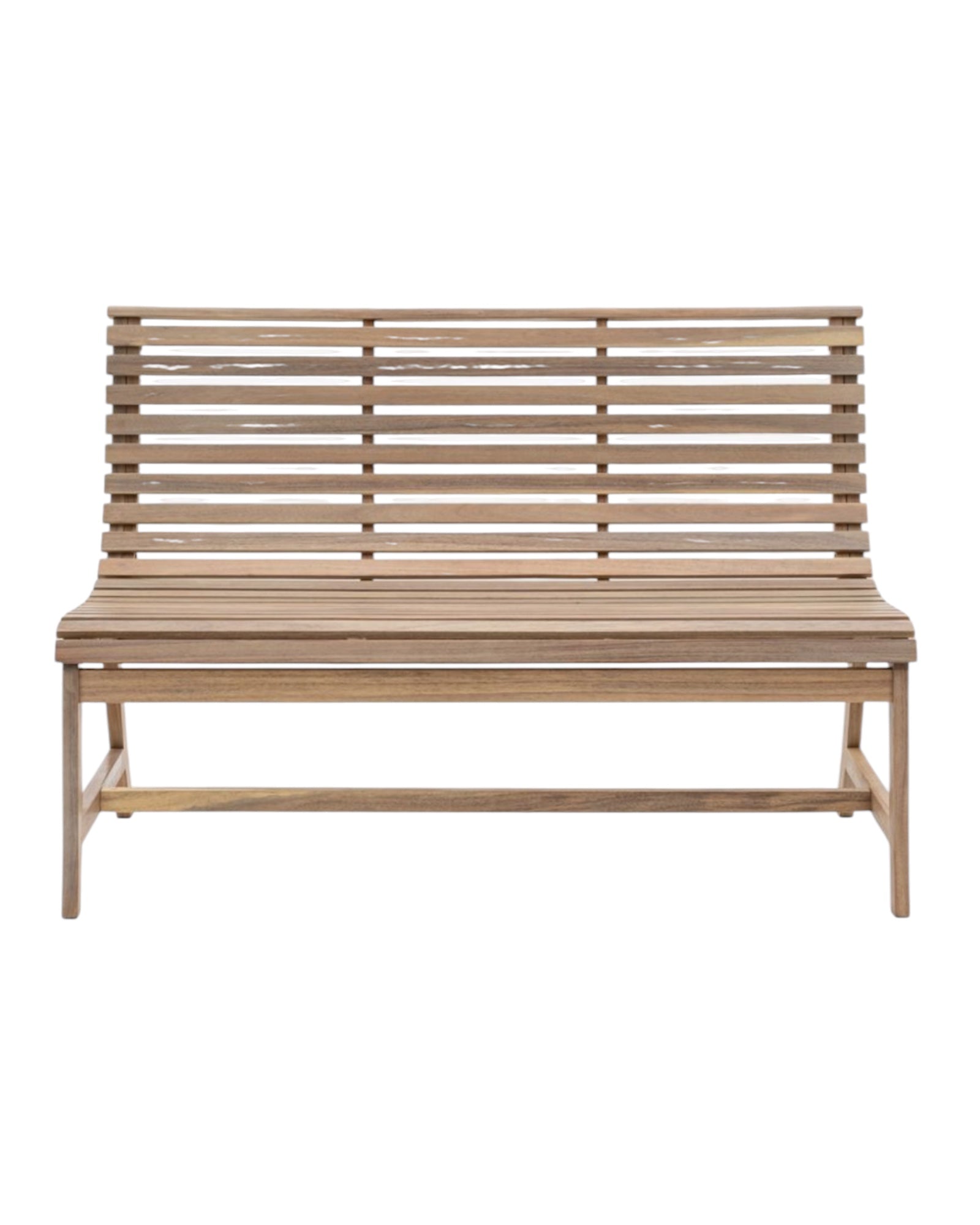Kalamata wooden outdoor bench from Gallery Direct, garden furniture with a sturdy design and natural wood finish.