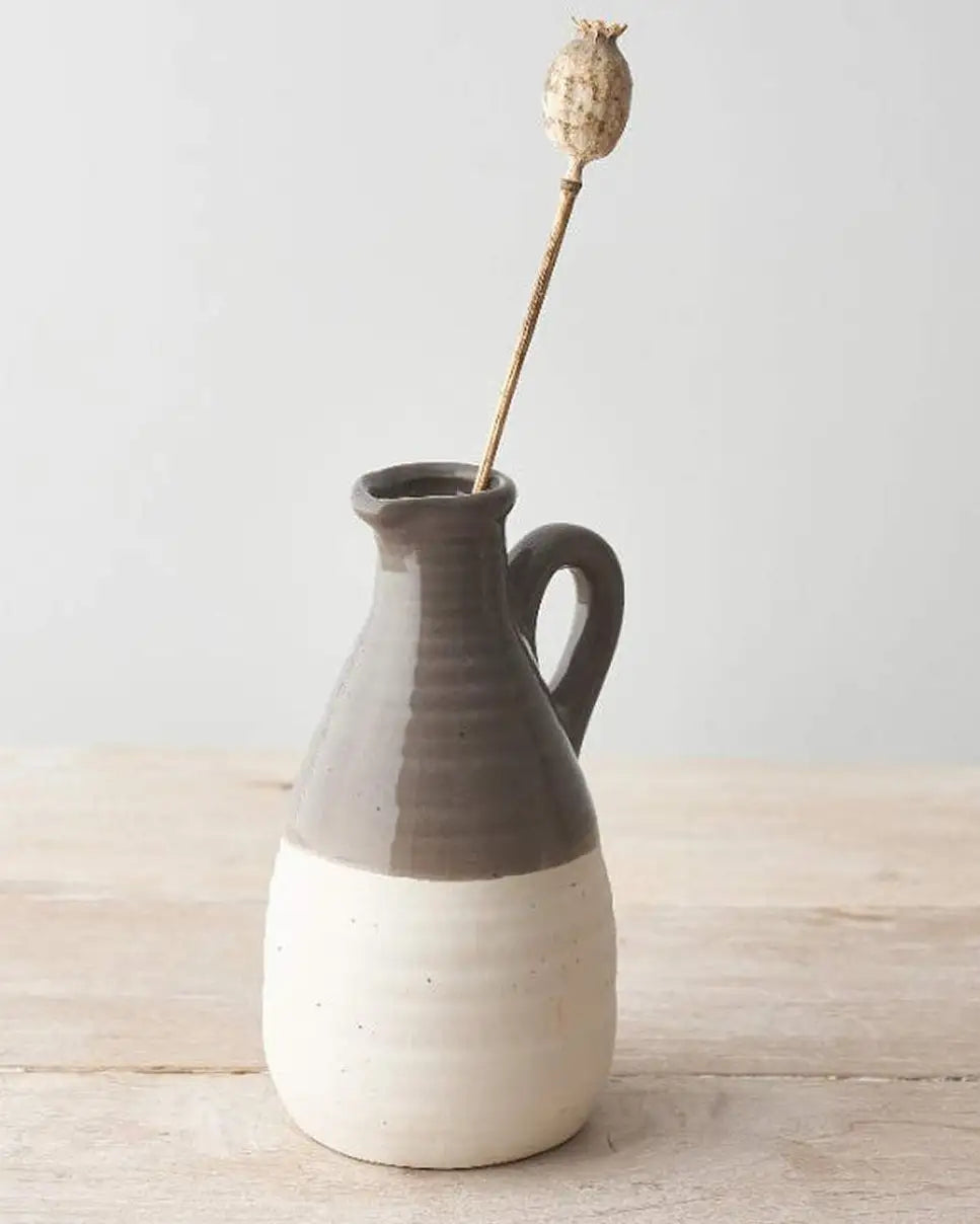 Beige and two-tone ceramic bud vase from Gainsborough Giftware, styled as a modern home décor accessory.