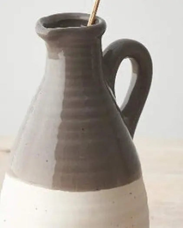 Ceramic beige two-tone bud vase by Gainsborough Giftware, elegant home décor with a sleek, two-color design and smooth finish.