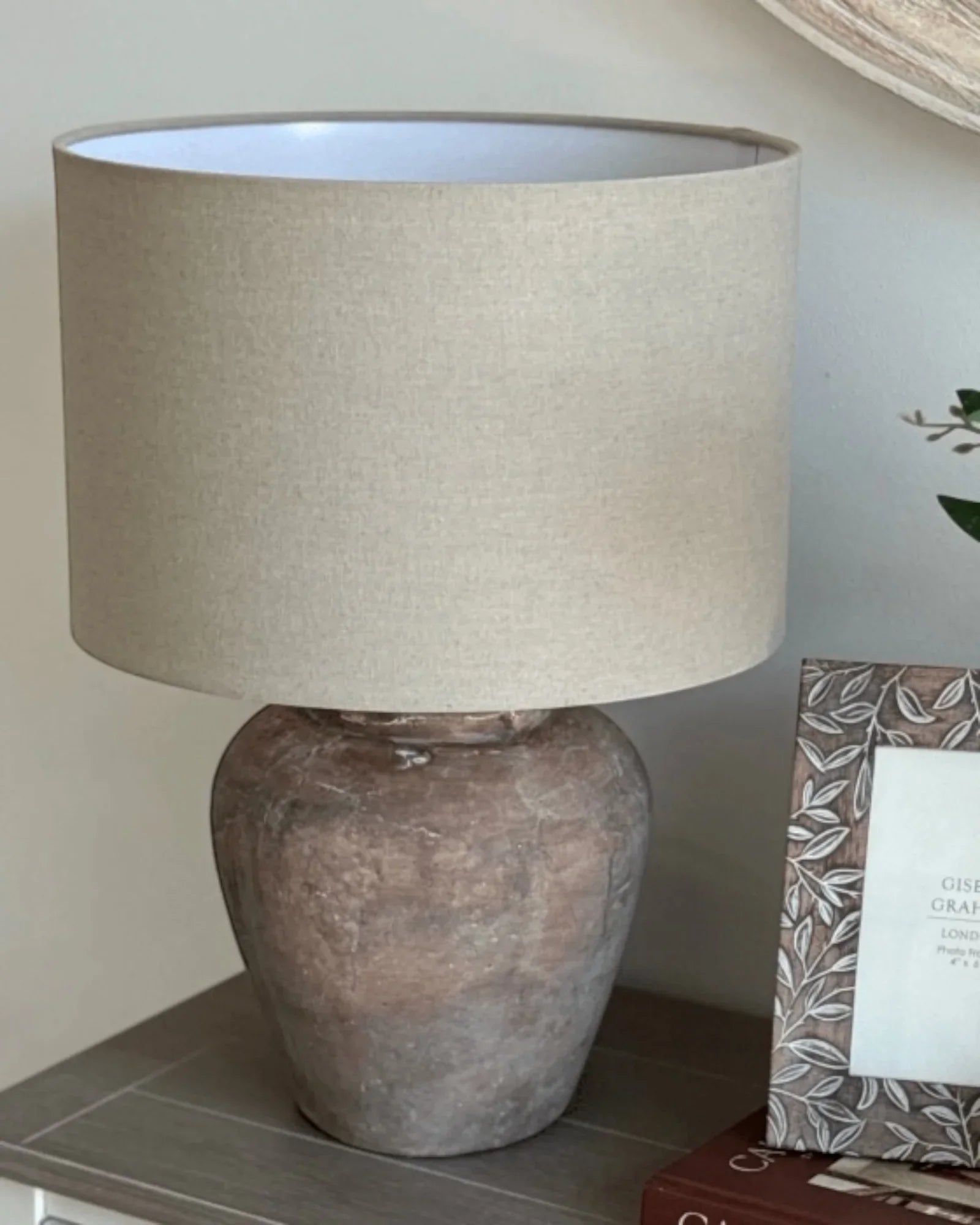 Siena Matt Brown Stone Ribbed Lamp - Medium