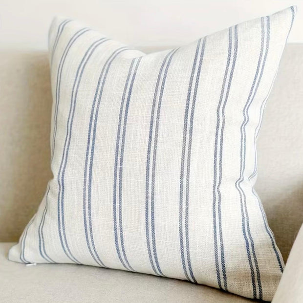 Blue stitch stripe cushion cover by Starlight Express, soft furnishings, featuring a stylish stitched stripe pattern on fabric.