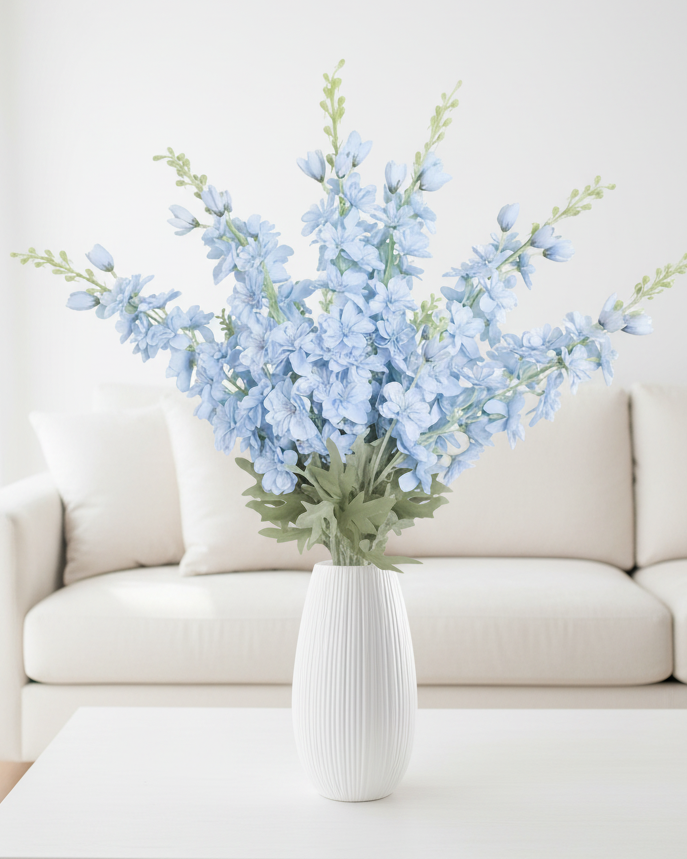 Artificial tall ocean blue lupin flower stem from Starlight Express, showcasing vibrant blue, realistic flower details, and greenery.