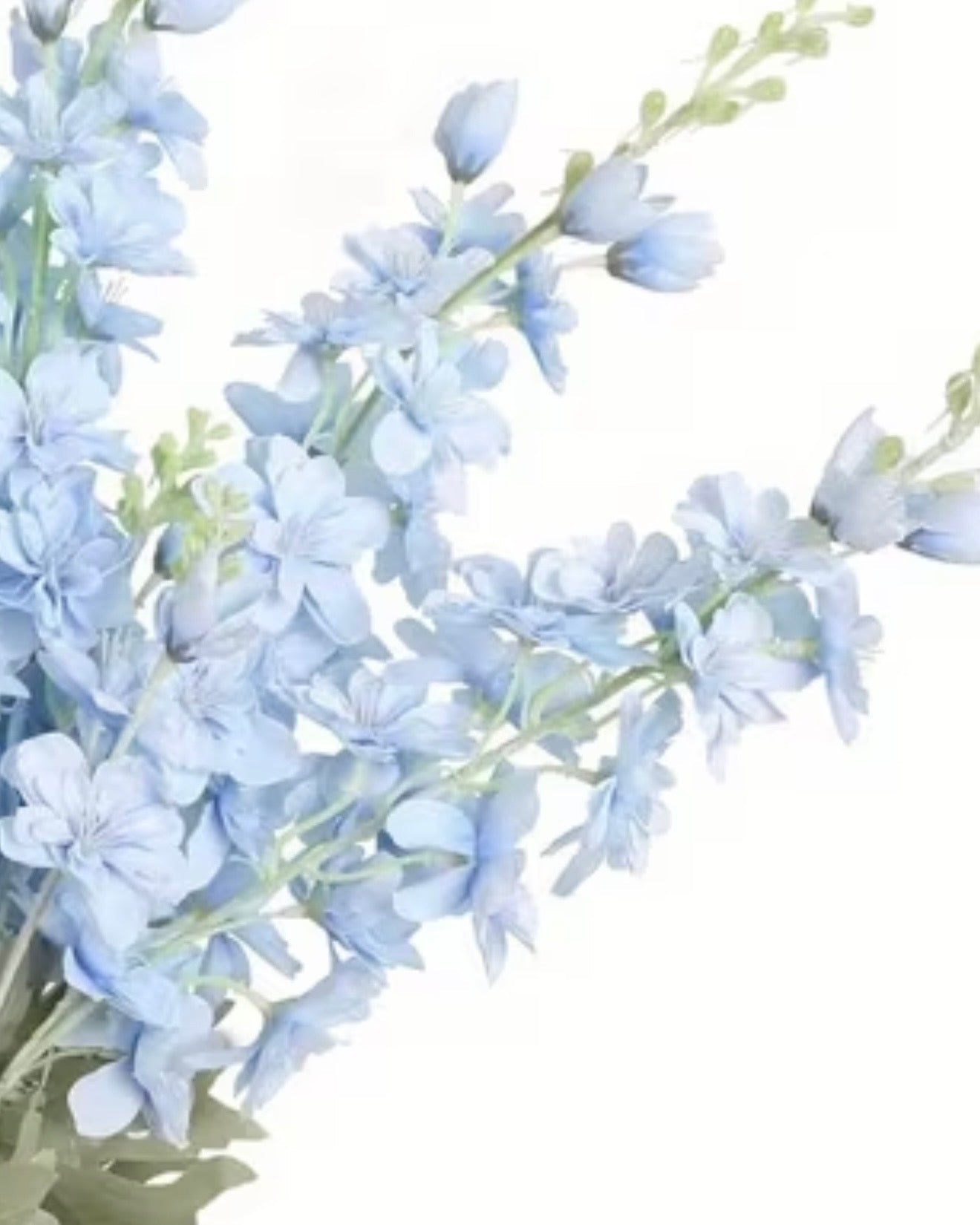 Artificial tall ocean blue lupin flower stem from Starlight Express, showcasing vibrant blue blossoms and green foliage.