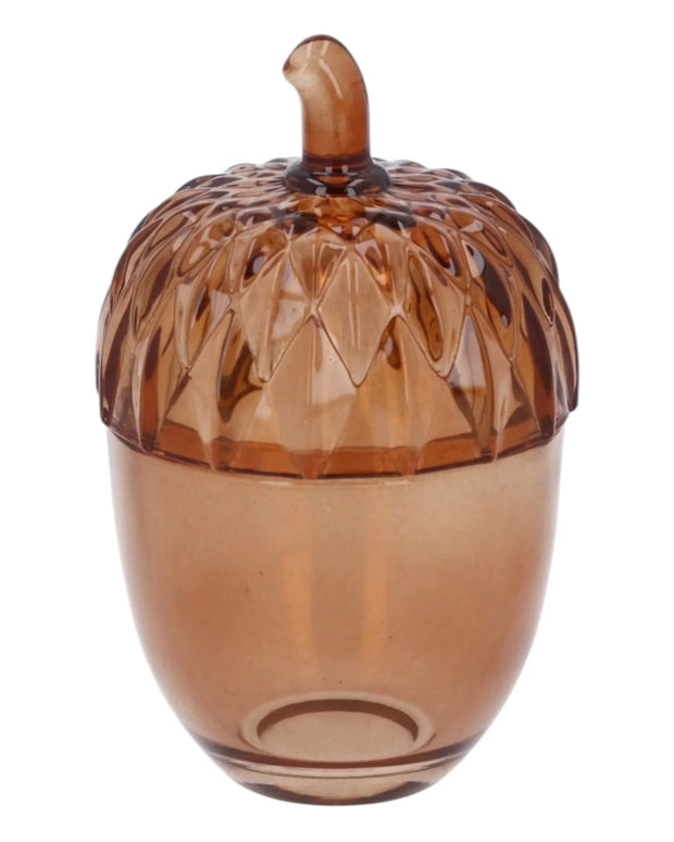 Amber Glass Acorn Trinket Pot