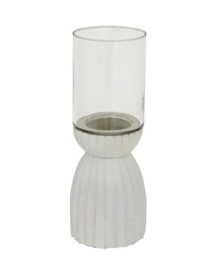 White Carved Hurricane Lantern