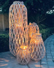 Natural Rattan Wicker Bulbous Garden Candle Lantern