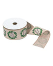 Extra Wide Merry Christmas Hessian And Green Printed Ribbon - Price Per Metre