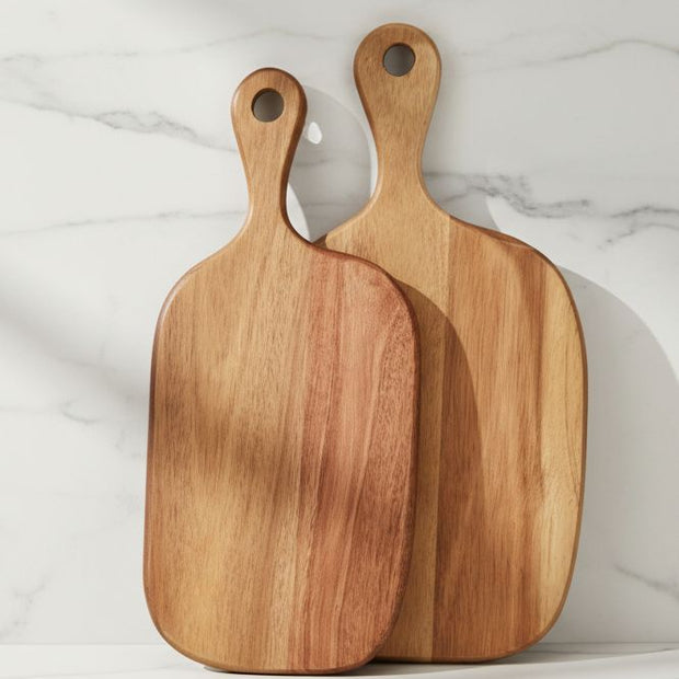 Dark Wood Chopping Serving Board, two wooden chopping boards showing contrasting wood grain