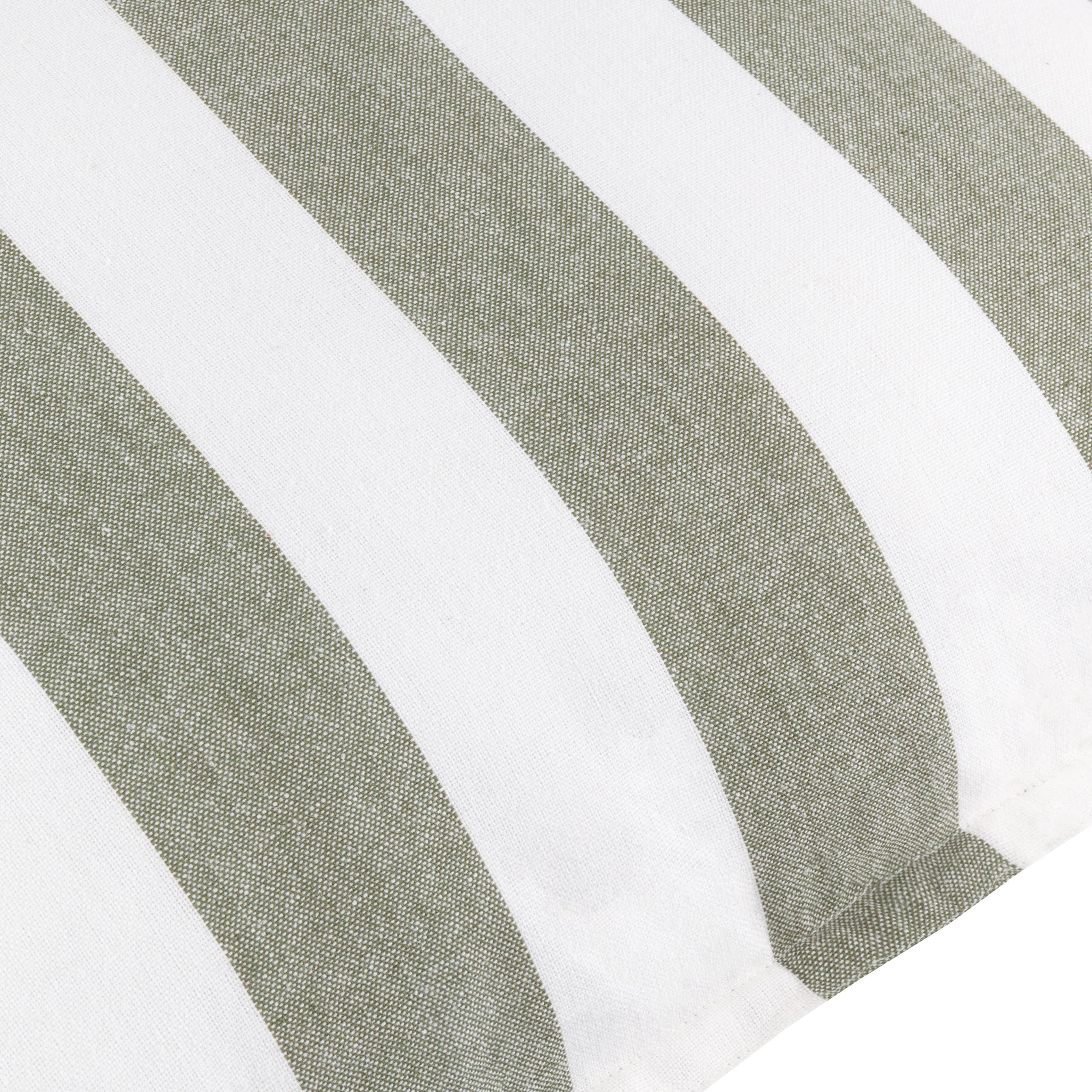 Olive Green Striped Outdoor Garden Seat Scatter Cushion Cover