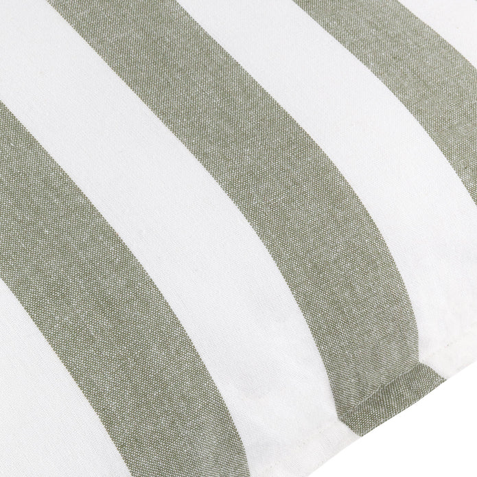 Olive Green Striped Outdoor Garden Seat Scatter Cushion Cover